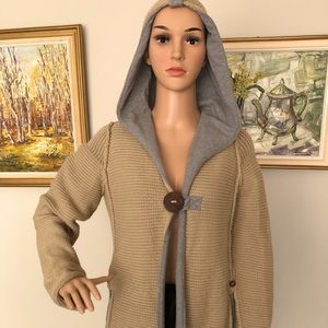 100% cotton, hooded cardigan, US XS/S